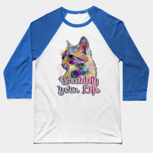 Beautify your Life Colorful Cat Baseball T-Shirt